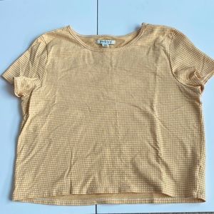 American Eagle Outfitters M Gingham Yellow & White Cropped Tee